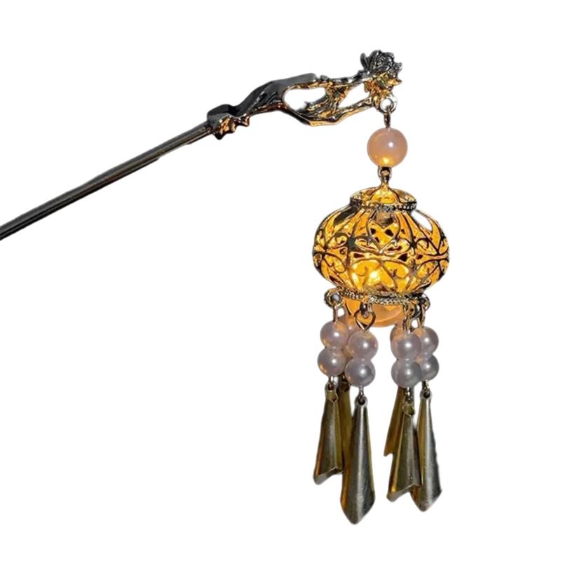 Elegant Hairpin With LED Light Ancient Chinese Style Hair Stick Styling Accessory For Women Traditional Hairstyles