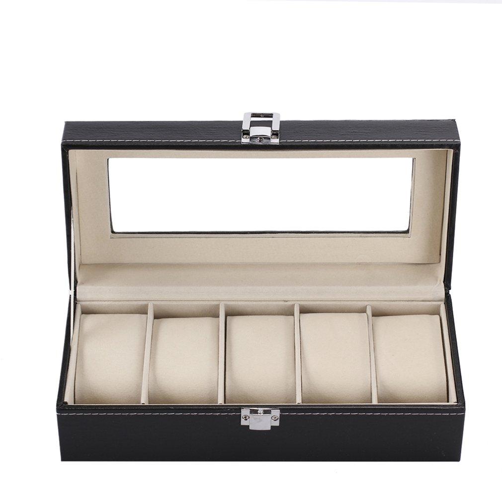 Watch Box Watch Display Case Storage Organizer Box 5-Grid Watch Box Case