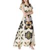 Women's Summer Casual Fashion Bohemian Printed Dress V Neck Short Sleeve Dress