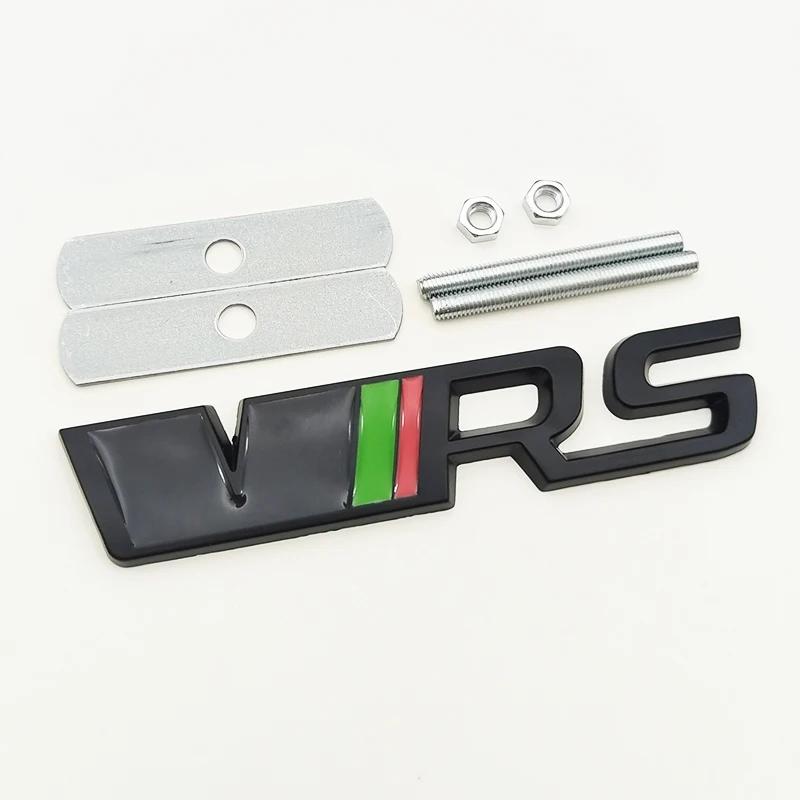 3d Metal RS Logo VRS Car Front Grill Emblem Rear Trunk Badge for Skoda VRS Octavia 1 2 3 Rapid Kodiaq Karoq Fabia Kamiq Superb EH4