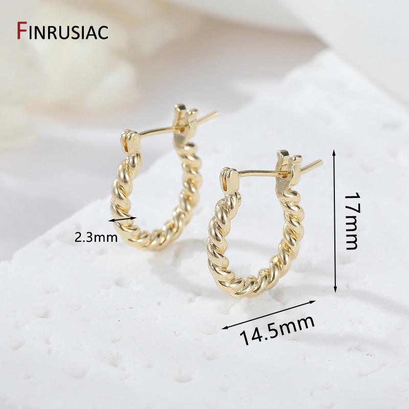 

New Design 14K Gold Plated Brass Twisted Hoop Earrings Round Earrings For Women Fashion Huggie Earrings Party Jewelry