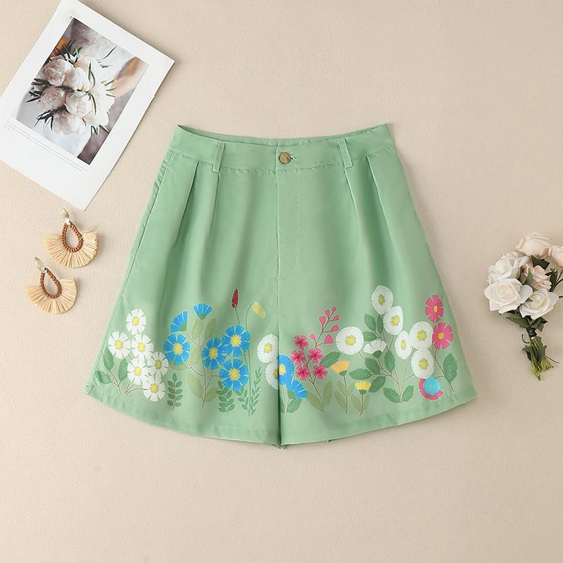 

ZANZEA Women Summer Loose Floral Print Casual Short Pants S армия зеленый