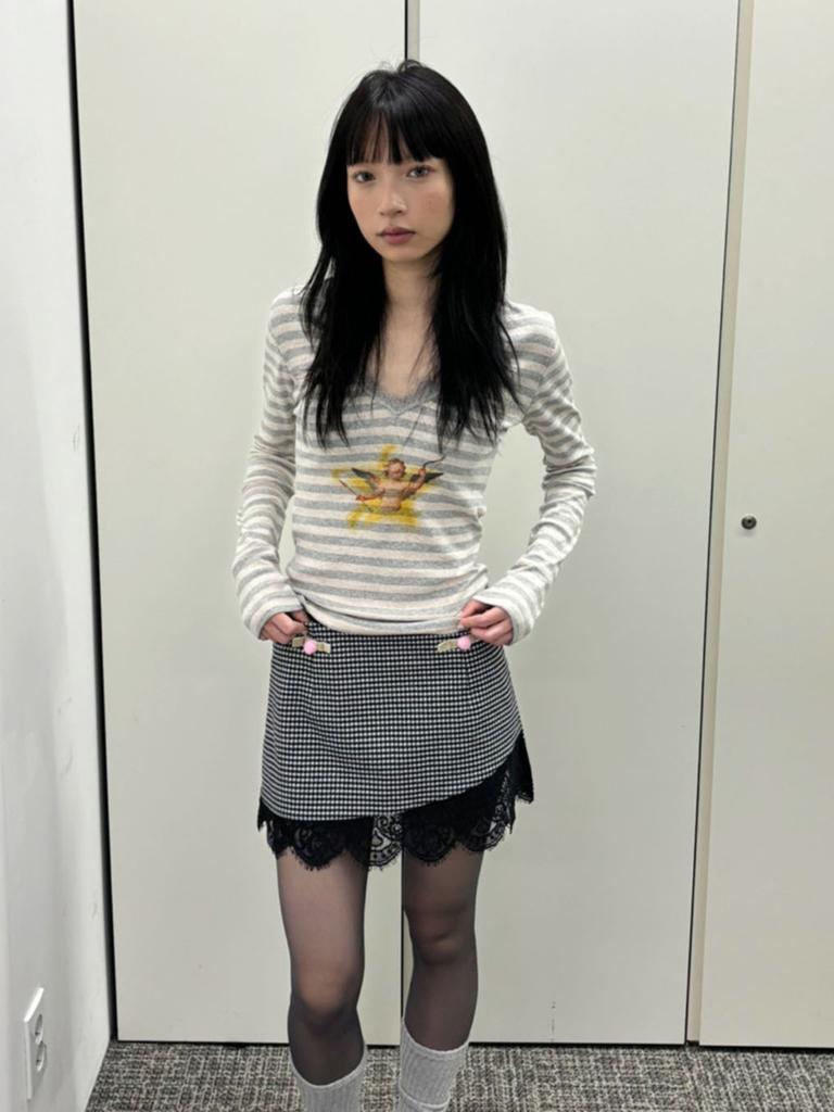 Hety Mini Houndstooth Rose Skirt (Multi)