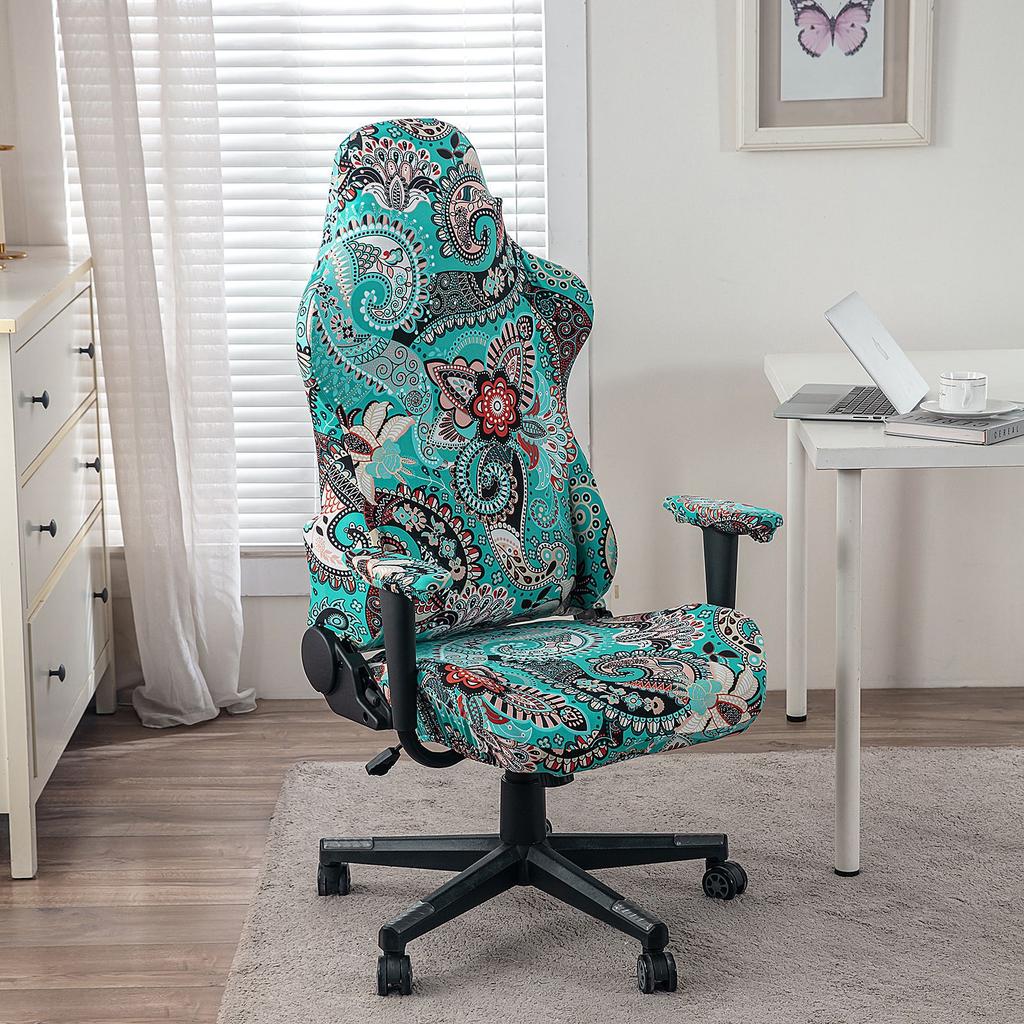 Game Chair Cover 4-Piece Stretchable Armrest Cover Chair Back Cover Chair Seat Cover Computer Video Game Office Chair Cover