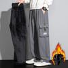 Autumn Winter Sweatpants Men Multi-Pockets Drawstring Cotton Casual Track Pant Male Loose Straight Trousers Large Size