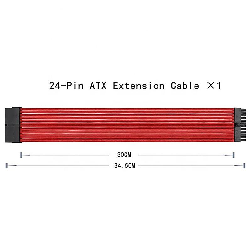 Psu Atx 24Pin Extension Cable Nylon Braided 8-Pin 6+2Pin Cord 24-Pin Motherboard Extension For Computer Pc Case Power Cable Kit