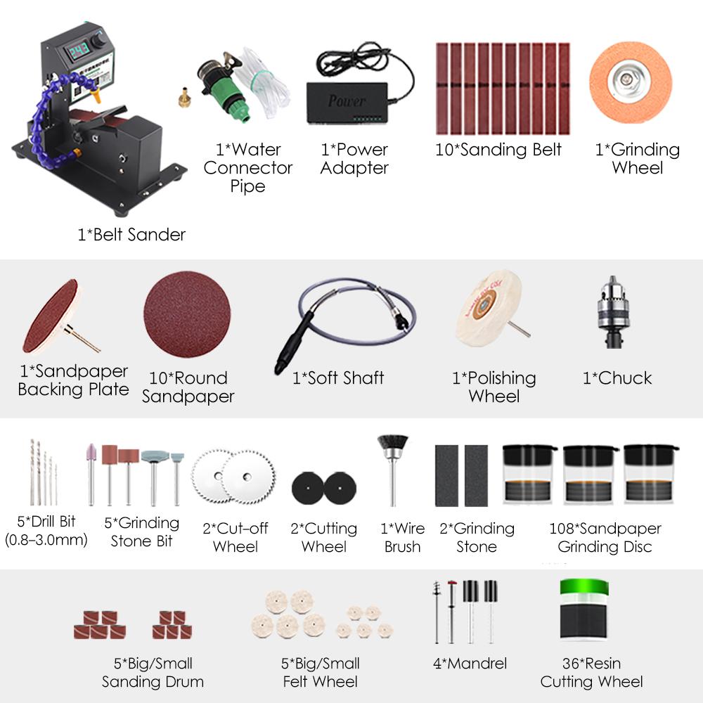 Mini slefuitoare cu bandă 350W Slefuit electric Mașină de șlefuit Slefuit uscat și umed Slefuitor