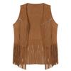 Men Faux Suede Tassel Detail Vest Fashion Rivets Fringe Trim Western Style Open Front Sleeveless Waistcoat