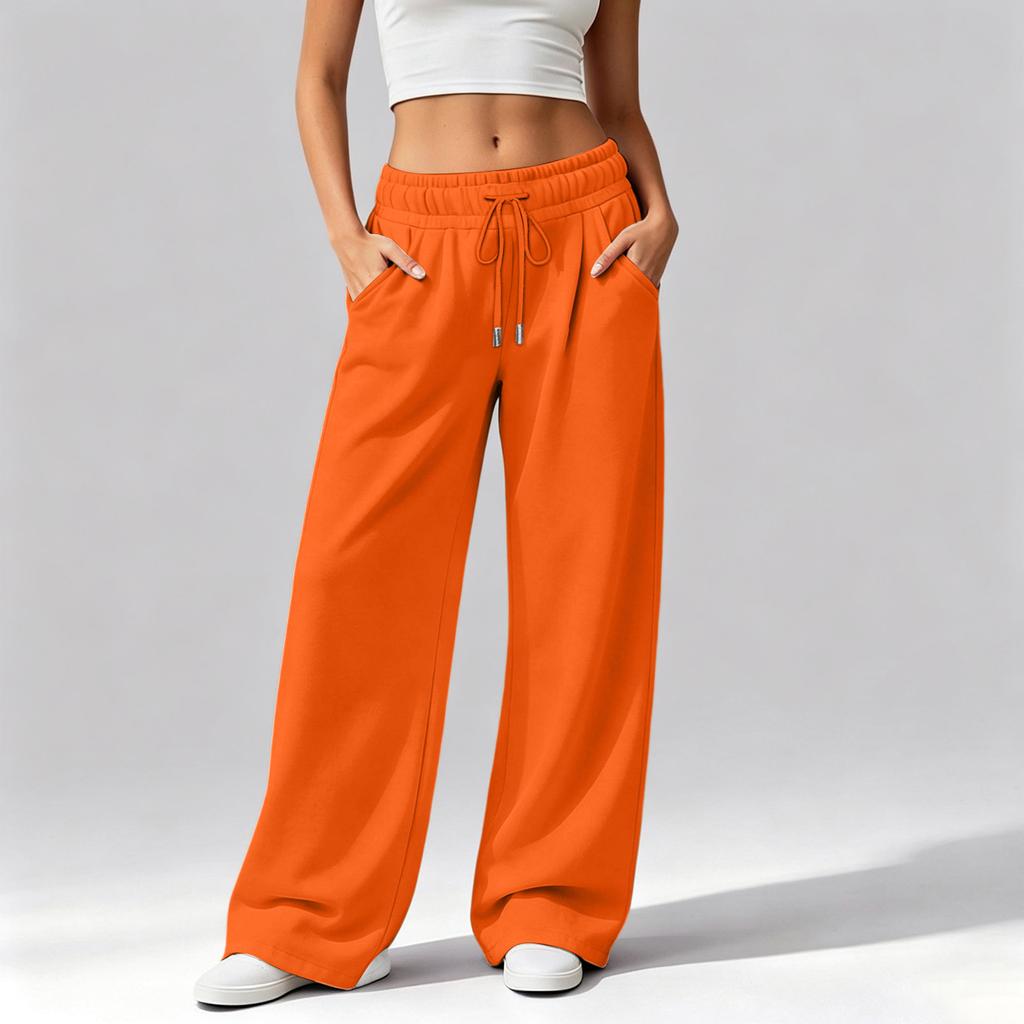 Women's Casual Loose Fit Wide Leg Pants with Pockets Comfortable Winter Long Trousers
