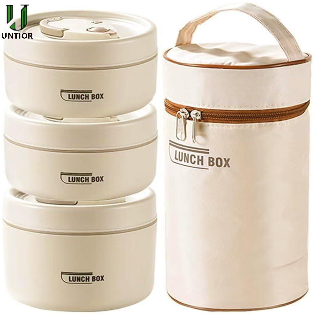 2/3Pcs Portable Insulated Lunch Container Set With Thermal Bag Stackable Stainless Steel Bento Box for School Work Picnic Travel