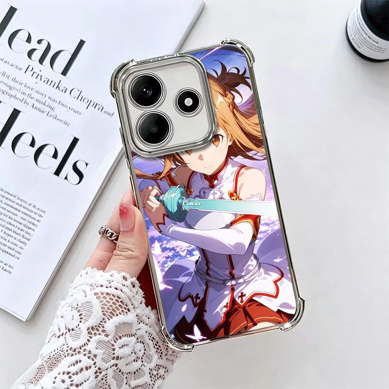 Sword Art Online Yuuki Asuna Soft Phone Case For Xiaomi Redmi Note 14 15 Pro Plus 13 12 11S 11T 5G 10 9S 9 Plating Anti-Fall Fun