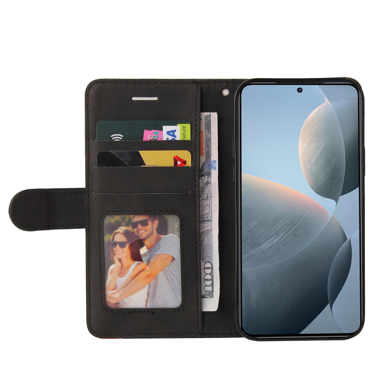 

For Xiaomi 14T Leather Case Wallet Stand Color Splicing Phone Cover Light Purple