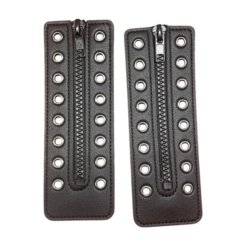 PU Leather Zippered Shoelace Inserts Waterproof Leather Zippered Shoelace Easy Installation for Hiking Boot Enhancement