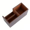 Desk Organizer Pen Holder PU Leather Multifunctional Tabletop Storage Box 3 Compartments for Office Home School Coffee