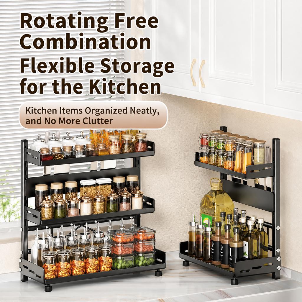 Kitchen Spice Rack Storage Organizer Countertop Knife Holder Modern Minimalist Carbon Steel