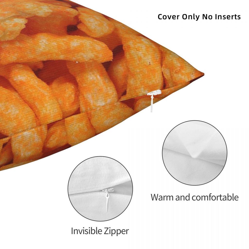 Cheetos Puff Snack Quadratische Kissenhülle Polyester Leinen Samt Muster Reißverschluss Dekor Raum Kissenbezug