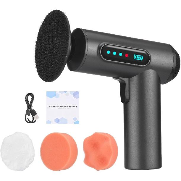 Cordless Car Buffer Polisher Kit W/ 2000MAh USB-C Rechargeable Batteries, Portable Car Buffer Waxer Kit W/ Extra 3Pcs Disc, Polisher For Car