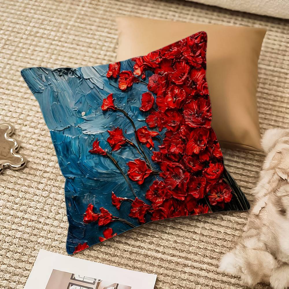 

Van Gogh Starry Sky Oil Painting Pillow Case Comfort Sofa Bed Silky elegant Invisible zipper Decorative cushion cover 12x12Inch