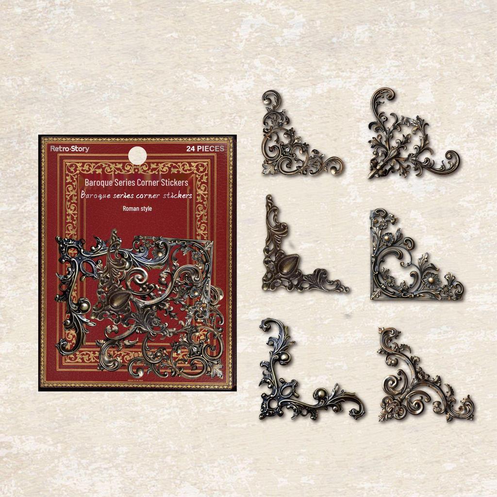 Retro Courtyard Rose Corner Stickers: Flower Journal DIY Decor Set