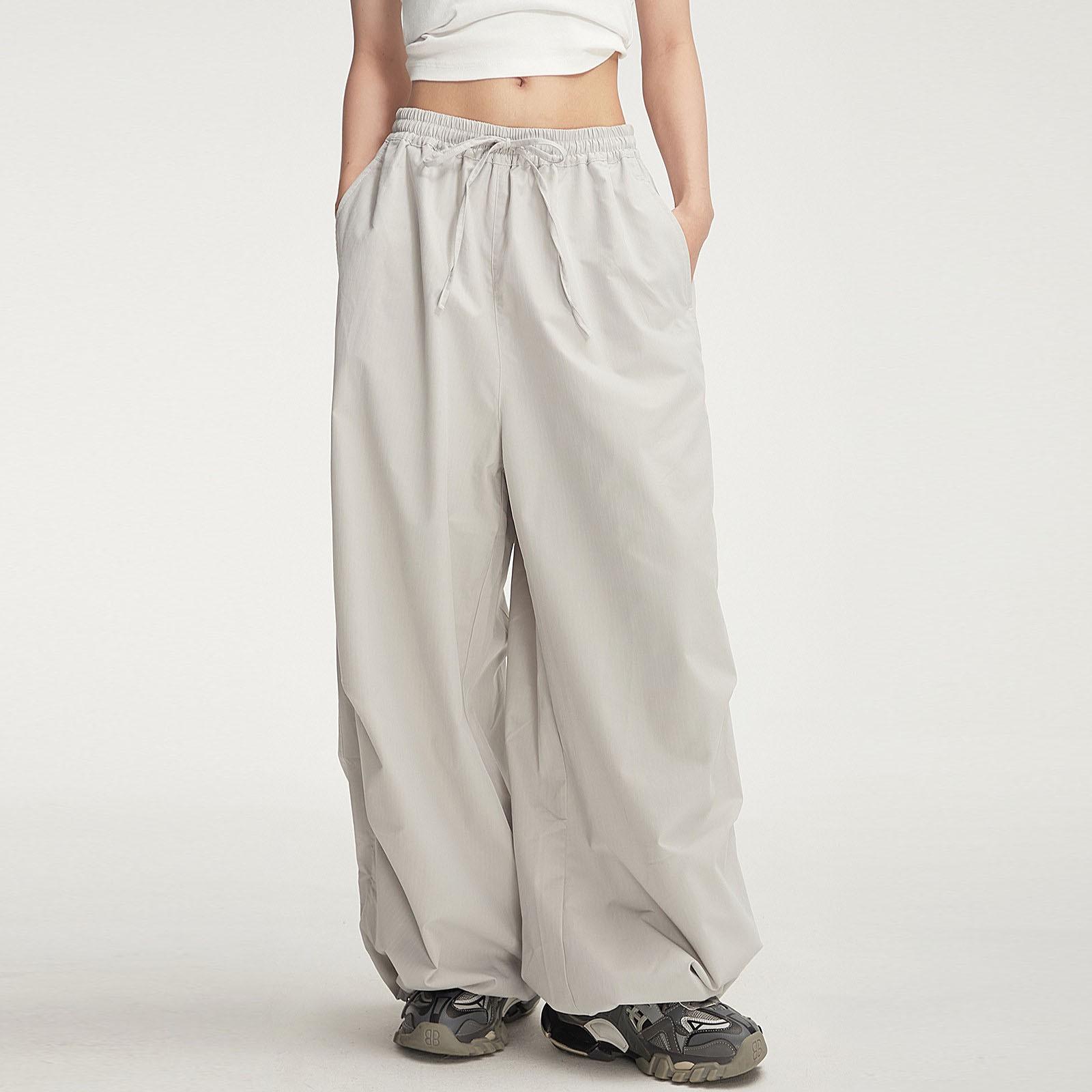 

Модные повседневные спортивные брюки с широкими штанинами и эластичным поясом, свободные брюки, штаны-парашюты, брюки-карго десантника XL белый