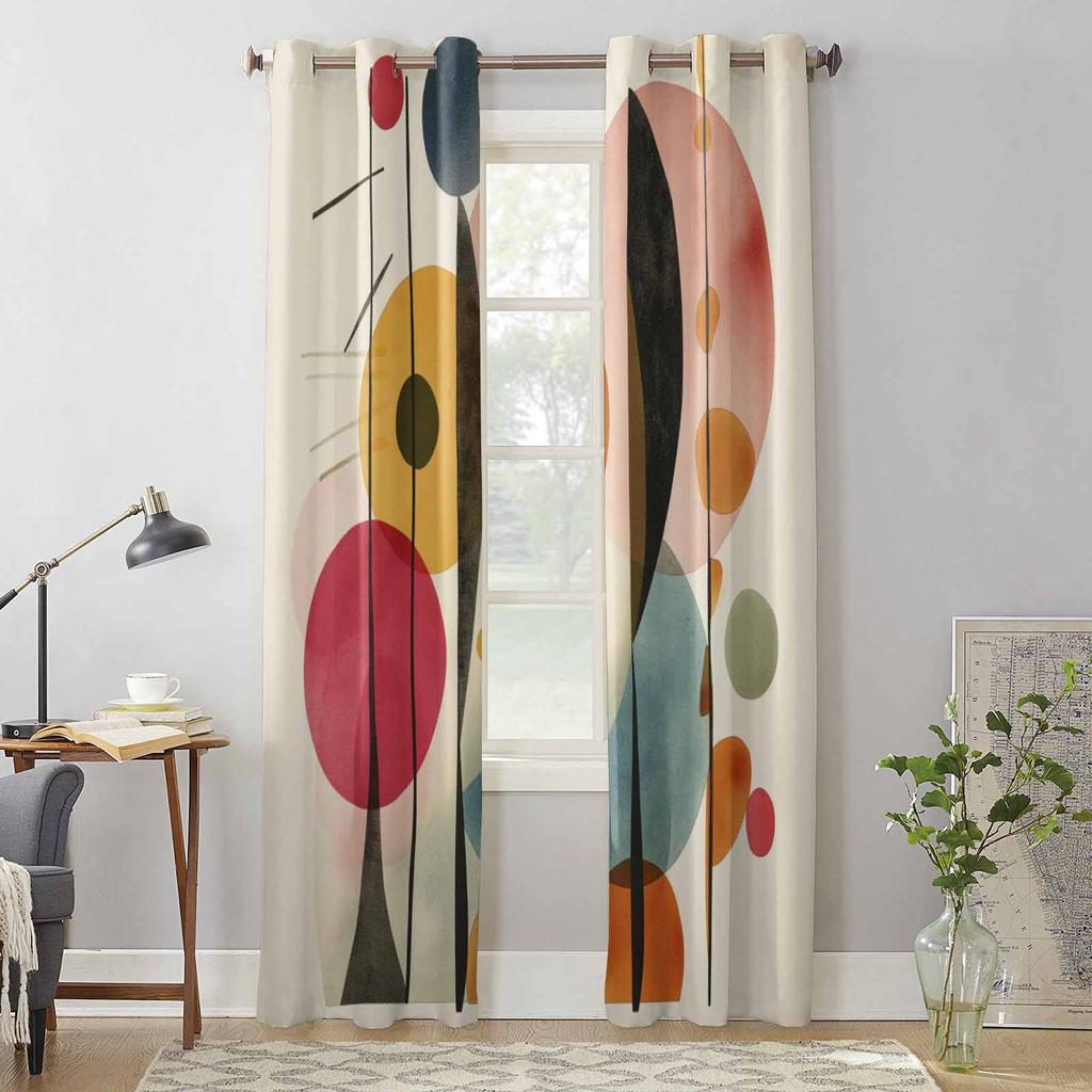 Oil Painting Abstract Vintage Geometric Window Curtains for Living Room Luxury Bedroom Curtain Kitchen Blinds Drapes Curtains