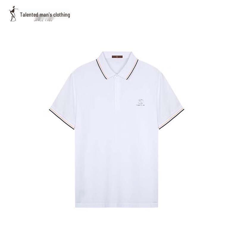 TRIES Men's Color-Block Lapel Short Sleeve Polo Shirt