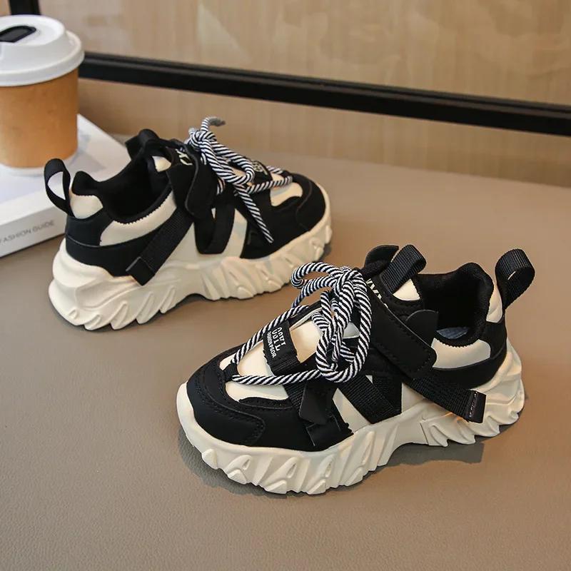 

New Arrival Children Sneakers Pretty Silhouette Girl Running Shoes Pink Black Khaki Trendy Kids Shoes Boys Training Shoes G09212 26 чорний