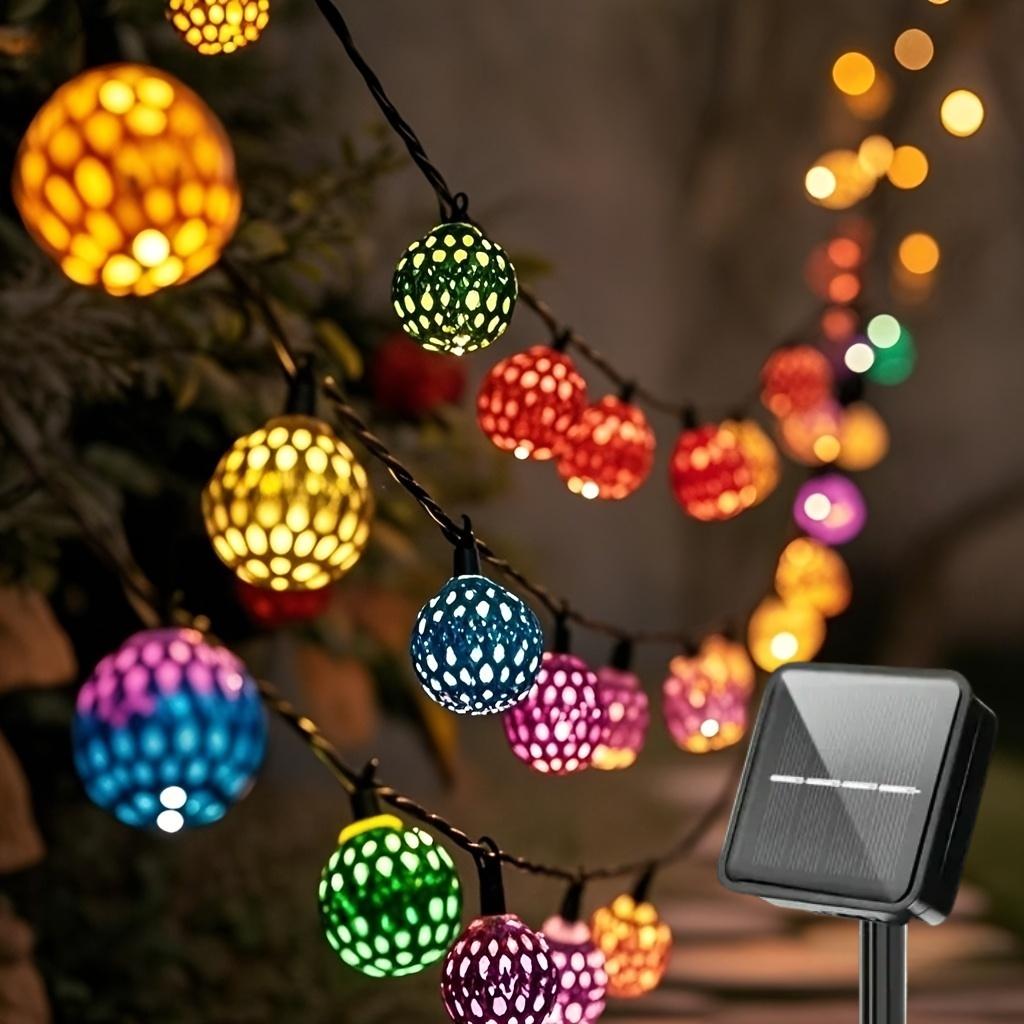 Outdoor Solar Moroccan Ball String Light 30/20 LED Waterproof Fairy Light 8 Mode for Garden Fence Courtyard Christmas Decor Lamp