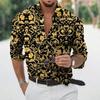 Trendy long-sleeve shirt with luxury chain, leopard & zebra print, stylish and versatile.