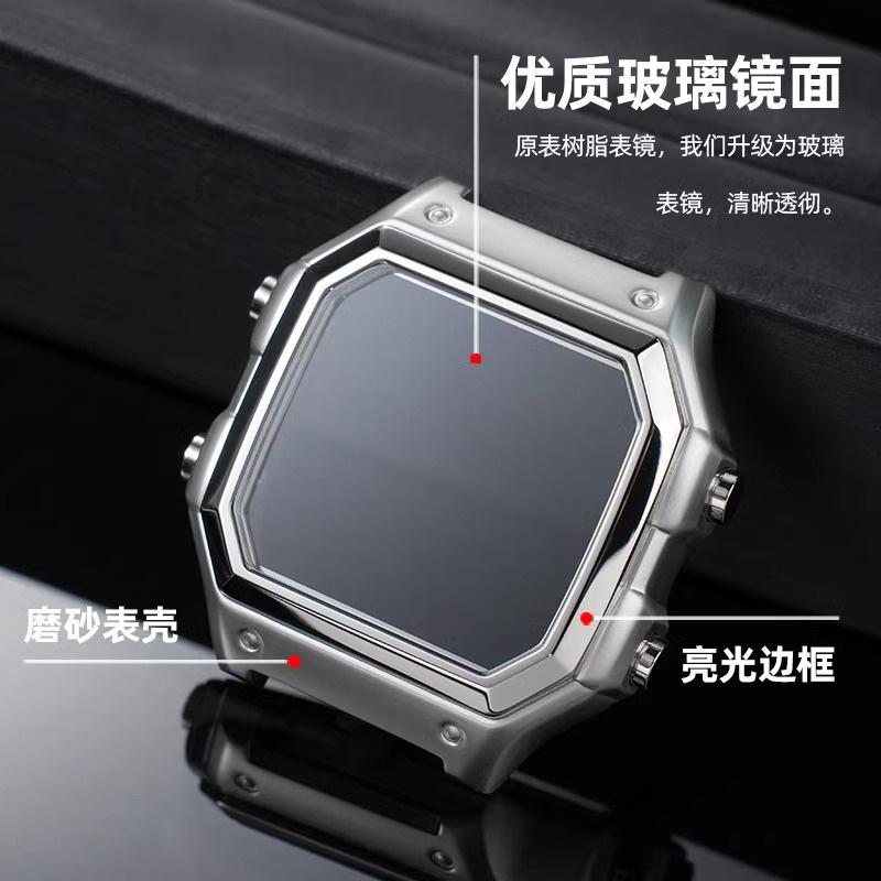 For Casio 3299 AE-1200WH Watch Case Modified AE1200 304 Stainless Steel Watch Case Metal Shell with Waterproof Ring Bezel Glass