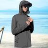 Men Summer Sunscreen Coat Hooded Thin Breathable Pocket Anti-UV Sun Protection Solid Color Long Sleeves Sun Protection Clothing Cycling Garment