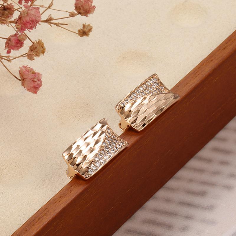 Cross border popular jewelry from Europe and America, electroplated rose gold fashion earrings, geometric minimalist zircon earrings