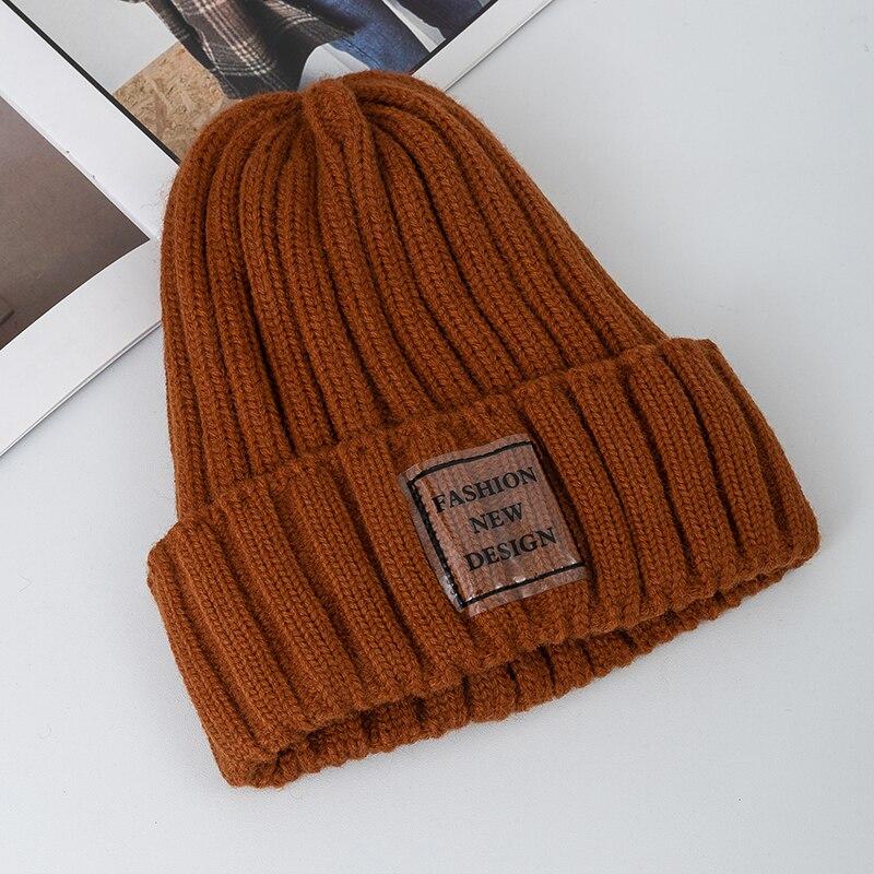 Nuevos sombreros de invierno para mujer, gorro cálido Kpop Steeetwear, gorro para mujer, etiqueta transparente informal, sombreros tejidos de invierno