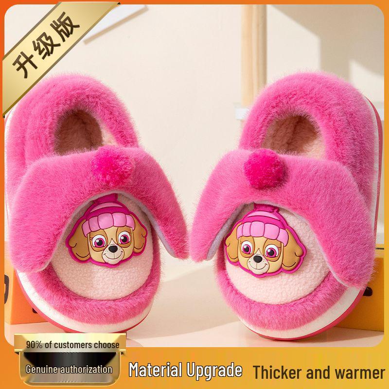 Paw Patrol Kinder rutschfeste Winter-Fellhausschuhe - Warm Baumwolle für Jungen & Mädchen