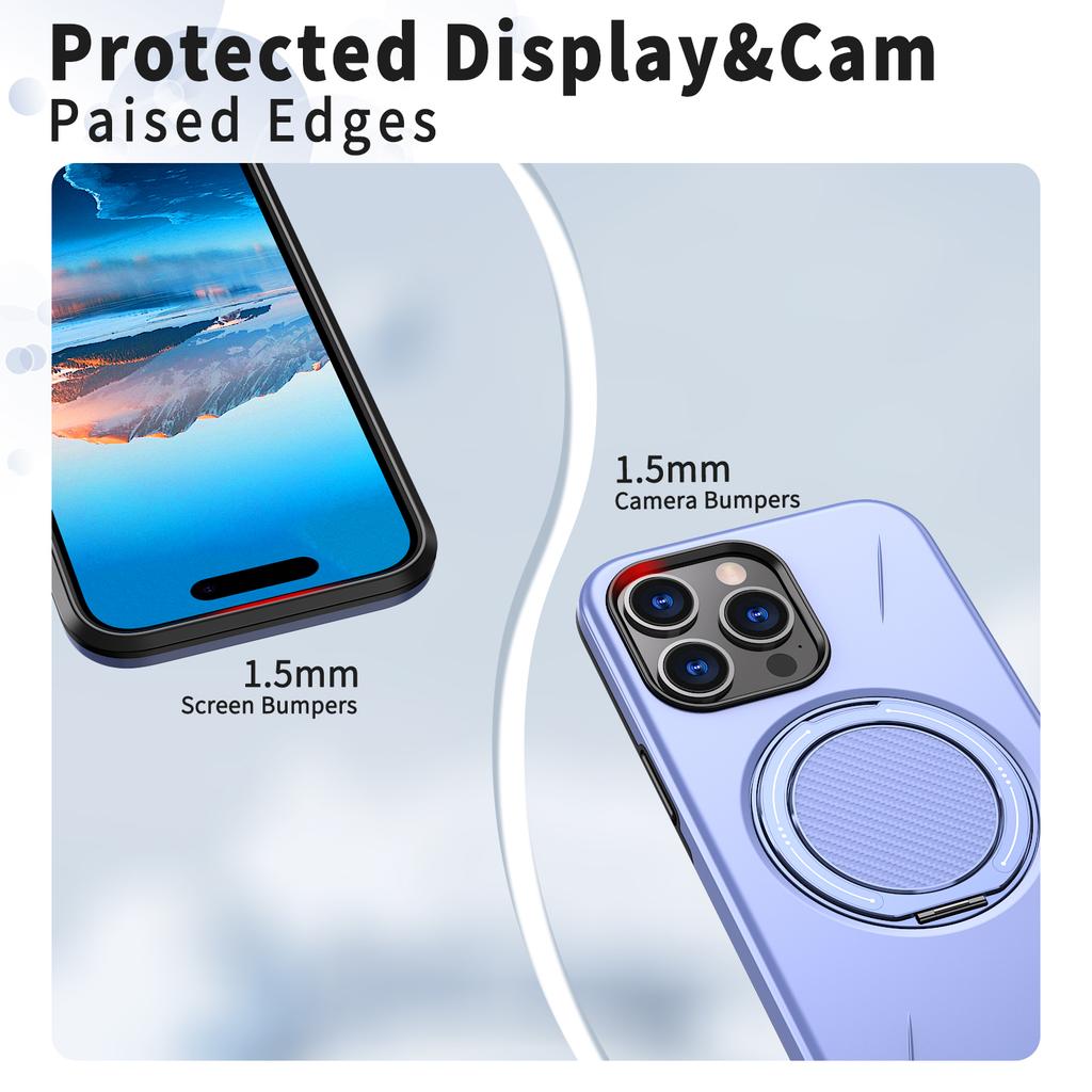 For iPhone 13 Pro 6.1 Inch Magnetic Case Rotating Kickstand TPU + PC Phone Cover - Purple