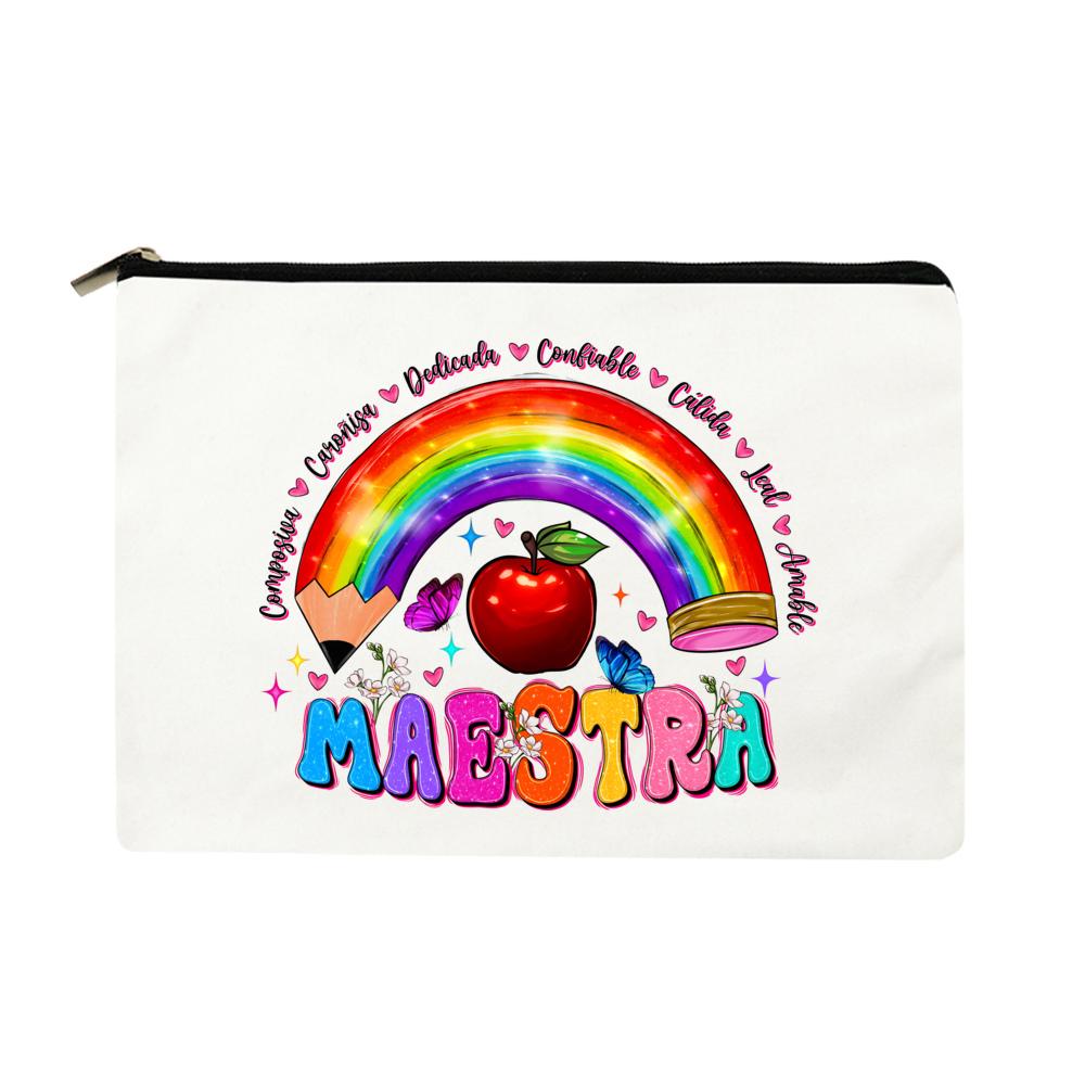Maestra Teacher Makeup Bag Funny Spanish Teacher Appreciation Gift Travel Toiletry Organizer Back To School Cosmetic Bag