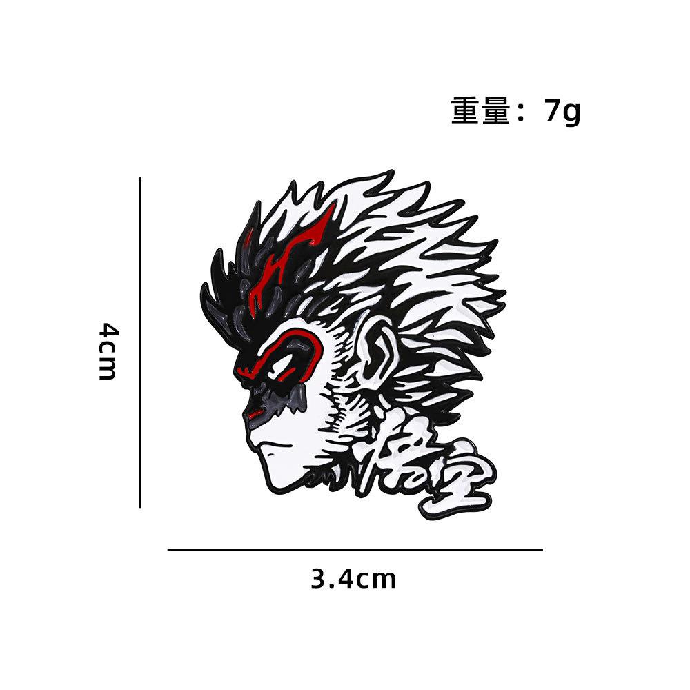 Baked Painted Zinc Alloy Black Myth Wukong Brooch, Cartoon Sun Wukong Journey to the West Monkey King Enamel Badge, Anime Peripheral Lapel Pin for