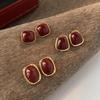 Vintage Emaille Weinrot Metall Ohrstecker Für Frauen Mode Geometrische Quadratische Ohrringe Elegante Hochzeitsschmuck-Accessoires
