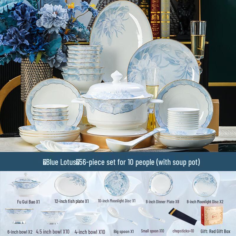 Zhi Shi Jingdezhen 56-Piece European Bone China Dinnerware Set