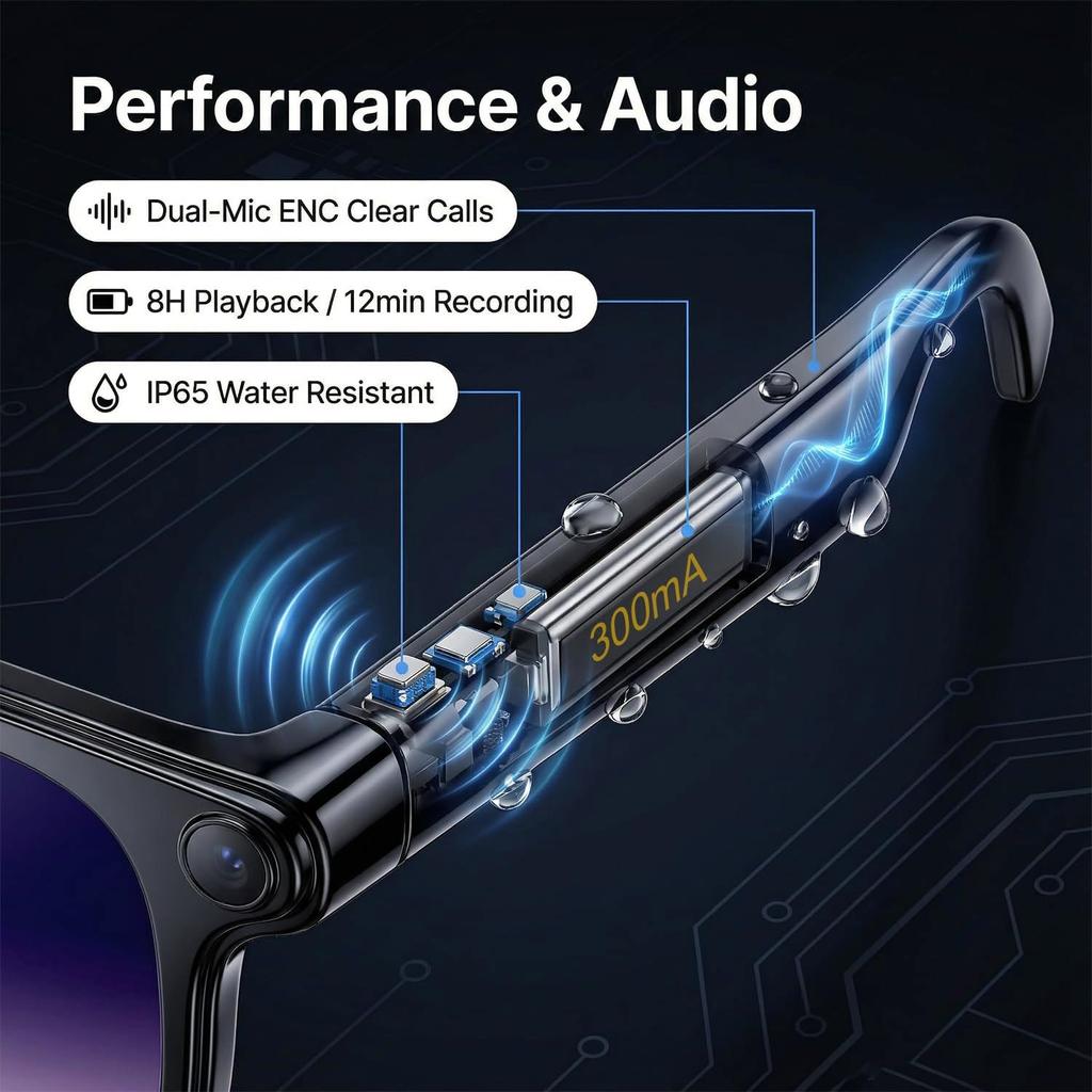 New AI Smart Glasses 1080P HD Camera Chat GPT 32GB Memory 144+Translation BT Call Music Video Smart Glasses For Men Women