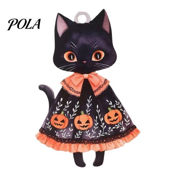 Vintage Wooden Witch Cat Pendant Halloween Hanging Ornament, Decorative Pendant, Black Wood Chips Cute Holiday Party Favors for Tree And Window Decor