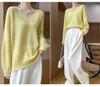Women's Cashmere V-Neck Hollow Jacquard Pullover Sweater, Autumn/Winter Collection