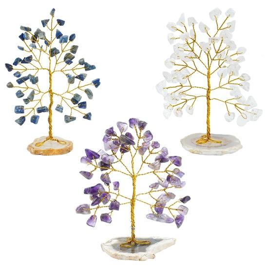 Set aus 3 Chakra Lebensbaum Kristallbäumen für Home Office, Feng Shui Artikel für Glück, Ausstellungsstück für Heimdekoration, Tischdekoration