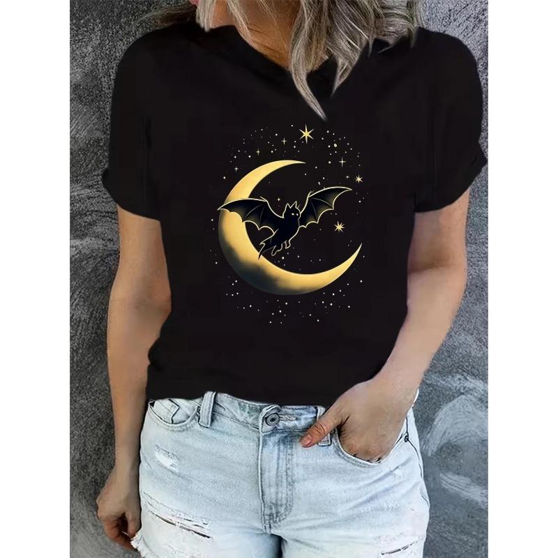 Women'S Summer Short-Sleeve Printed T-Shirts, Fashionable and Casual, Machine-Washable Comfortable Fit 2D Flat Printing
