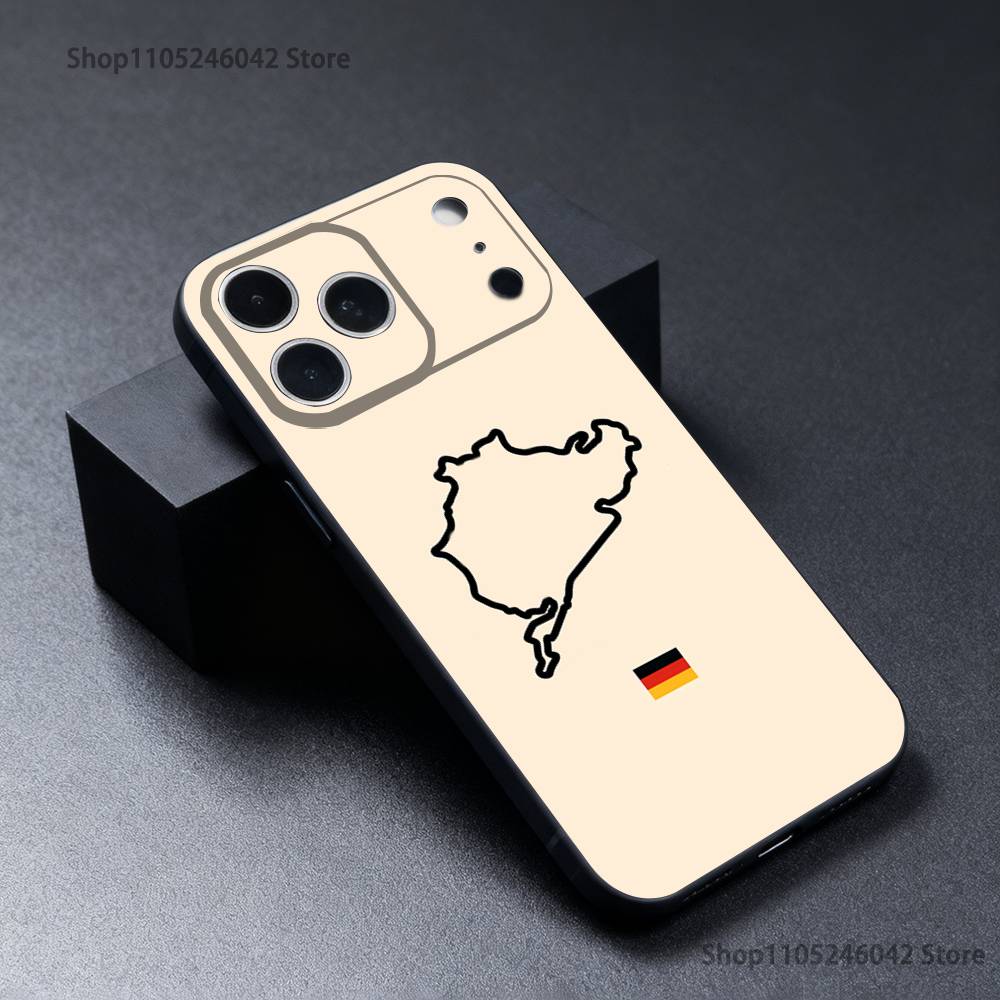 Nurburgring Sport Car Black Soft Cover Phone Case For iPhone 17,16,15,14,13,12,11,Pro,XS,Max,XR,Plus,E,SE4,Mini