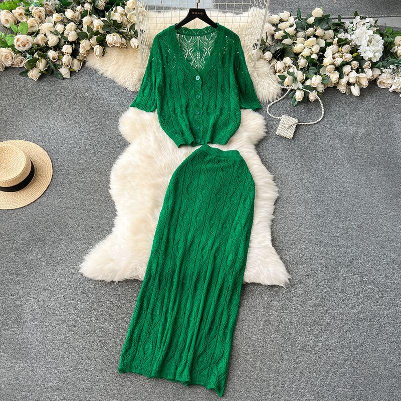 

Korean Style Wear Niche Style Idle Style Long Knitted Cardigan Green One size