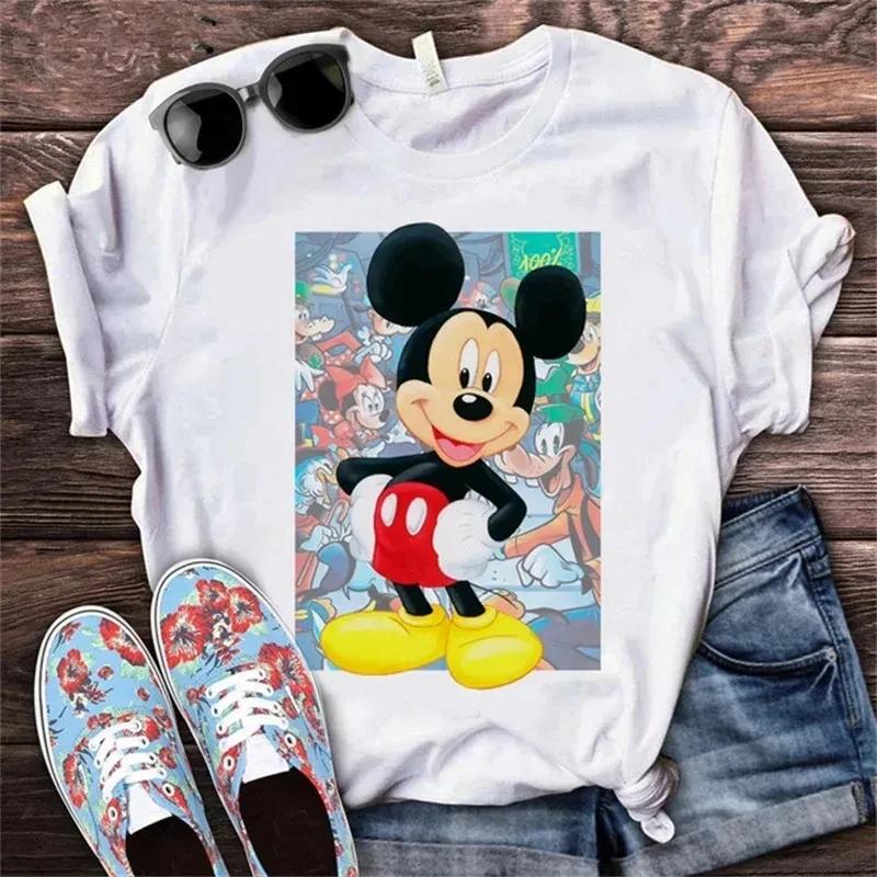 2025 New Fashion 26 Letter Print Women's T-shirt Disney Minnie Top Casual T-shirt Summer Short Sleeve Pattern Women's Clothing