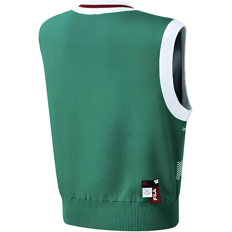 Fila Letter Jacquard Color Block V-Neck Sleeveless Knitted Vest Women tops A11W233404F-ZA