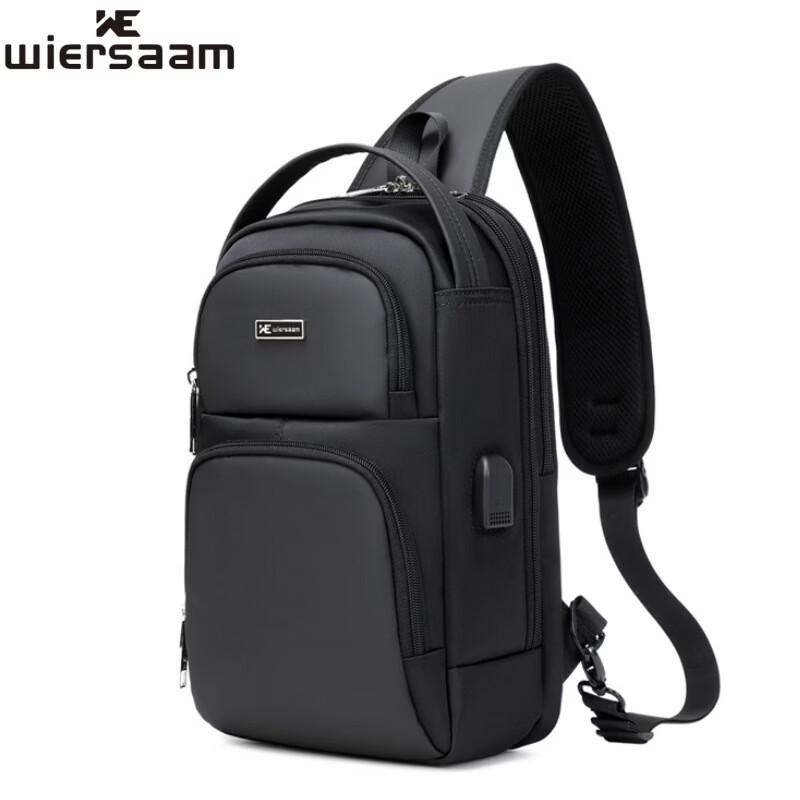 WIERSAAM Men s Waterproof Crossbody Chest Bag with Password Lock