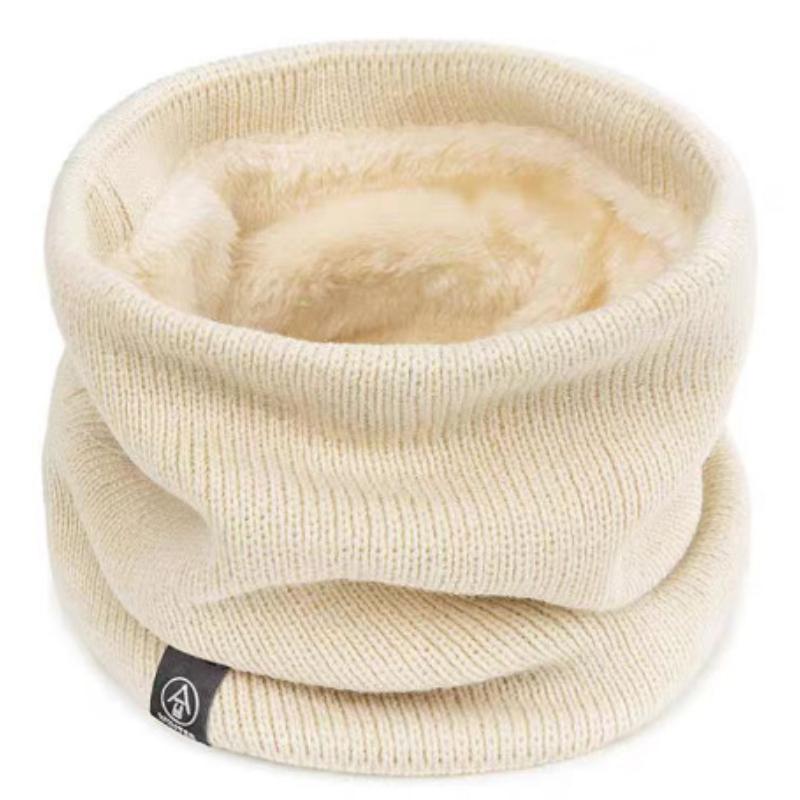 Solider Winter-Plüsch-Schalldämpfer aus Wollstrick für Frauen, Fleece-Ring, Bandana-Schal, Halswärmer, Buff, dickes Kaschmir-Stirnband, Skimaske